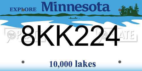 8KK224 Minnesota License Plate
