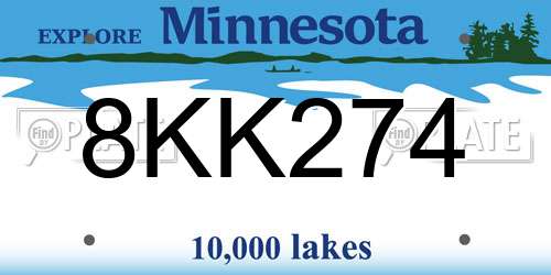 8KK274 Minnesota License Plate