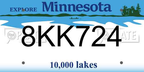 8KK724 Minnesota License Plate
