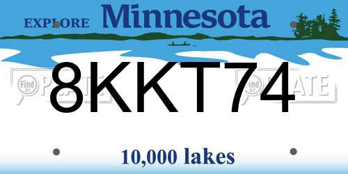 8KKT74 Minnesota License Plate