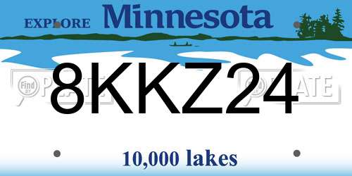 8KKZ24 Minnesota License Plate