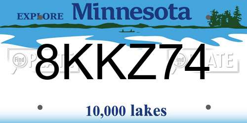 8KKZ74 Minnesota License Plate