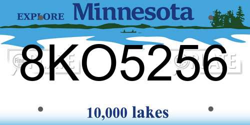 8KO5256 Minnesota License Plate
