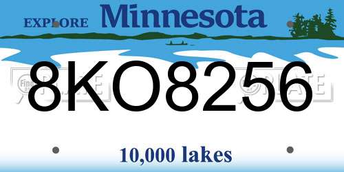 8KO8256 Minnesota License Plate