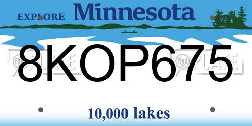 8KOP675 Minnesota License Plate