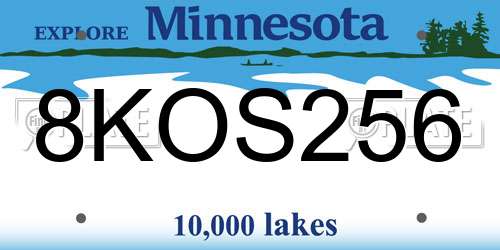 8KOS256 Minnesota License Plate