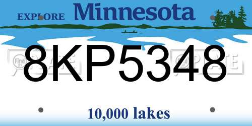 8KP5348 Minnesota License Plate
