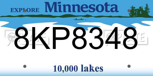 8KP8348 Minnesota License Plate