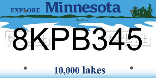 8KPB345 Minnesota License Plate