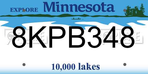8KPB348 Minnesota License Plate