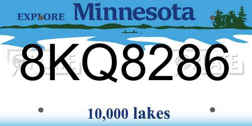 8KQ8286 Minnesota License Plate