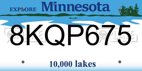 8KQP675 Minnesota License Plate