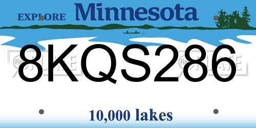 8KQS286 Minnesota License Plate