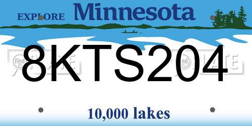 8KTS204 Minnesota License Plate
