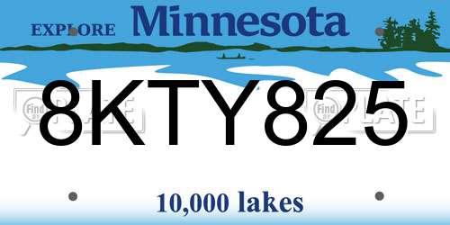 8KTY825 Minnesota License Plate