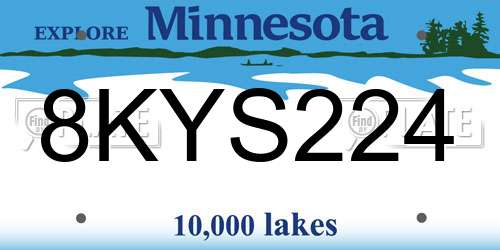 8KYS224 Minnesota License Plate