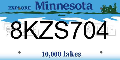 8KZS704 Minnesota License Plate