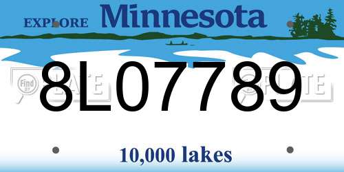 8L07789 Minnesota License Plate