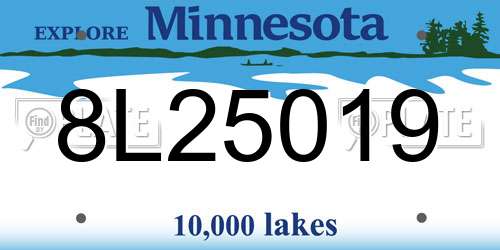 8L25019 Minnesota License Plate