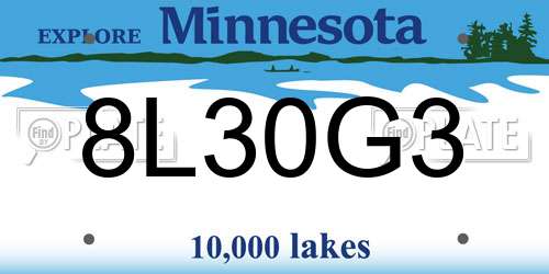 8L30G3 Minnesota License Plate