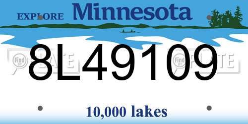 8L49109 Minnesota License Plate