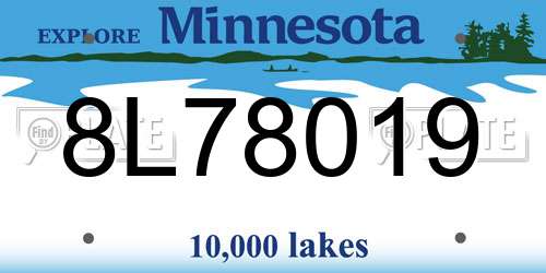 8L78019 Minnesota License Plate