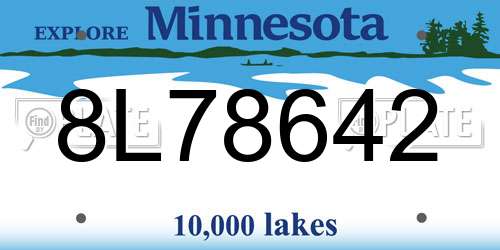 8L78642 Minnesota License Plate