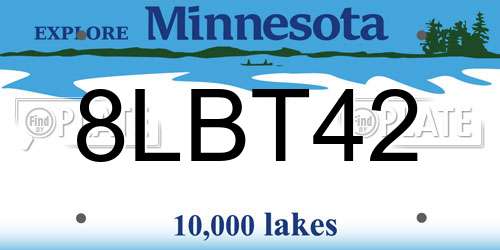 8LBT42 Minnesota License Plate