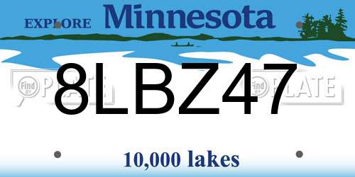 8LBZ47 Minnesota License Plate