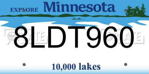 8LDT960 Minnesota License Plate