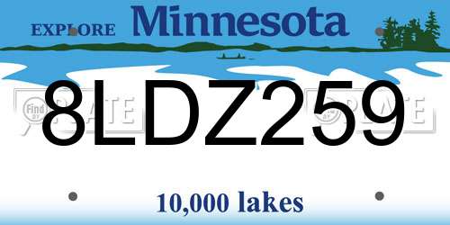 8LDZ259 Minnesota License Plate