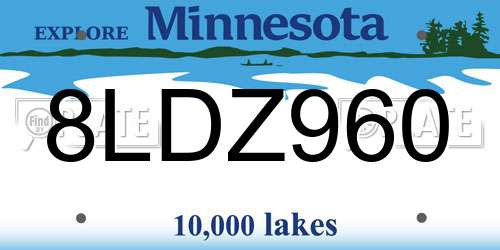 8LDZ960 Minnesota License Plate