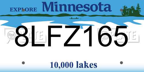 8LFZ165 Minnesota License Plate