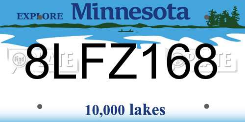 8LFZ168 Minnesota License Plate