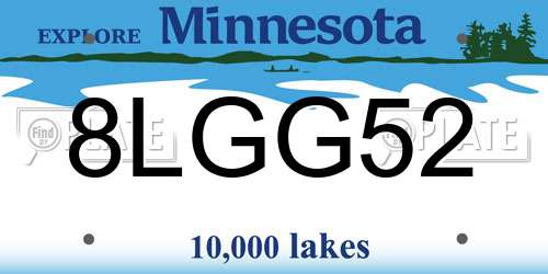 8LGG52 Minnesota License Plate