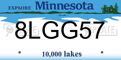 8LGG57 Minnesota License Plate