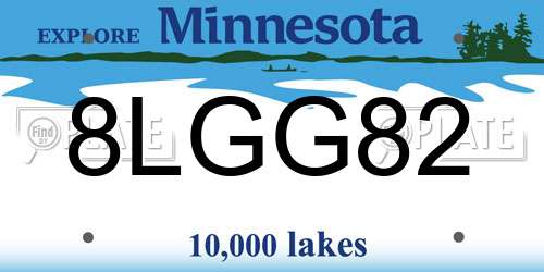 8LGG82 Minnesota License Plate