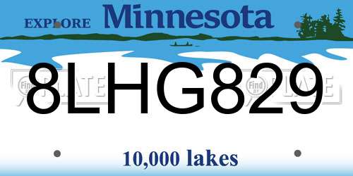 8LHG829 Minnesota License Plate
