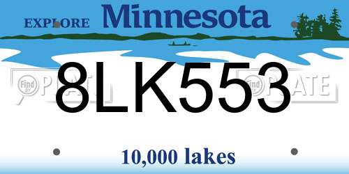 8LK553 Minnesota License Plate