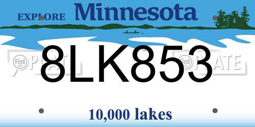 8LK853 Minnesota License Plate