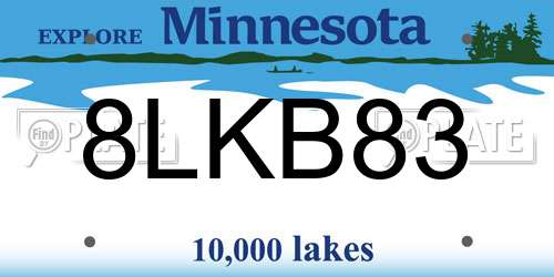 8LKB83 Minnesota License Plate
