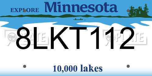 8LKT112 Minnesota License Plate