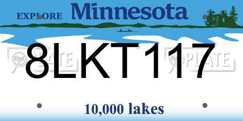 8LKT117 Minnesota License Plate