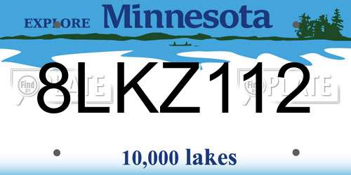8LKZ112 Minnesota License Plate