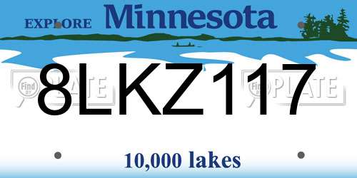 8LKZ117 Minnesota License Plate