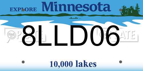 8LLD06 Minnesota License Plate