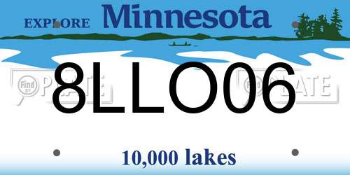 8LLO06 Minnesota License Plate