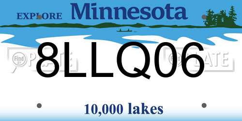 8LLQ06 Minnesota License Plate