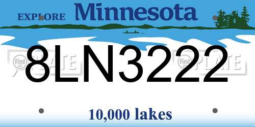 8LN3222 Minnesota License Plate