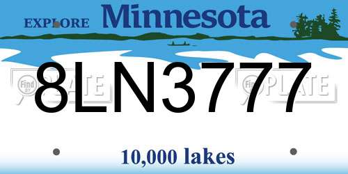 8LN3777 Minnesota License Plate